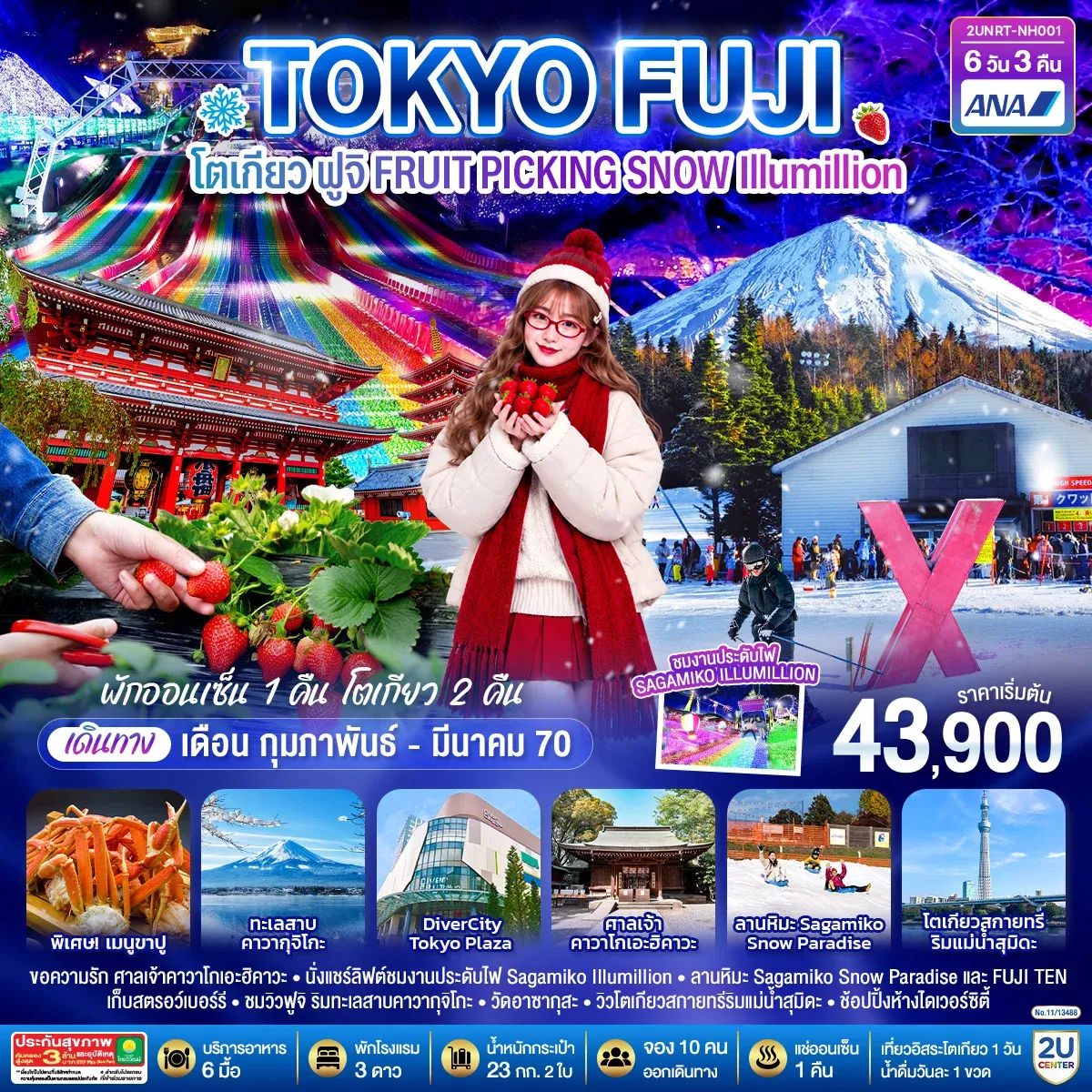 ทัวร์ญี่ปุ่น โตเกียว ฟูจิ FRUIT PICKING SNOW Illumillion 6วัน 3คืน (NH)